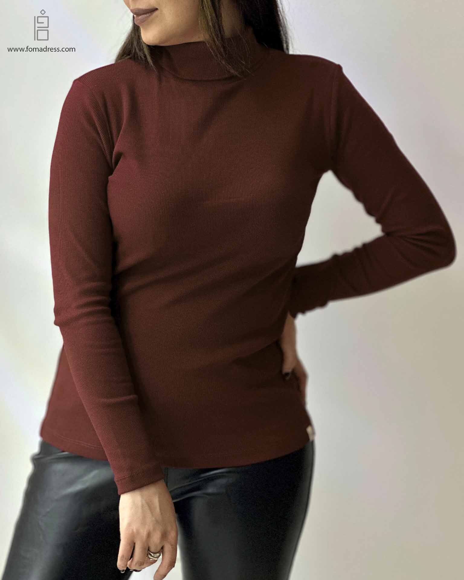  استایل قهوه ای بلوز یقه اسکی برف 