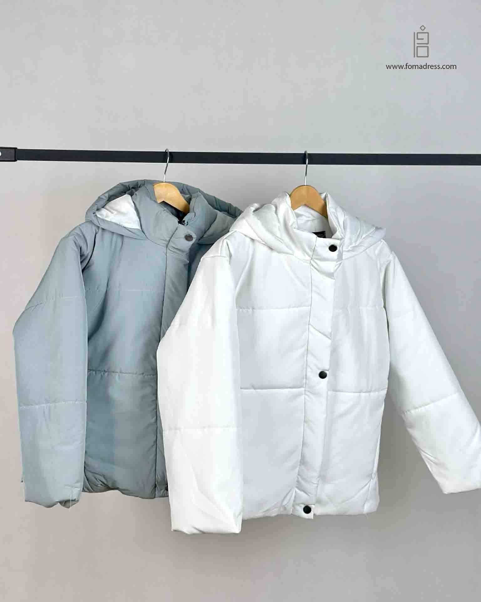  رنگ آبی آسمانی و سفید کاپشن کوتاه لنیا 