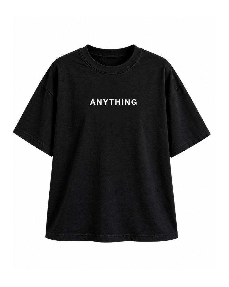 استایل تیشرت باکسی طرح Anything