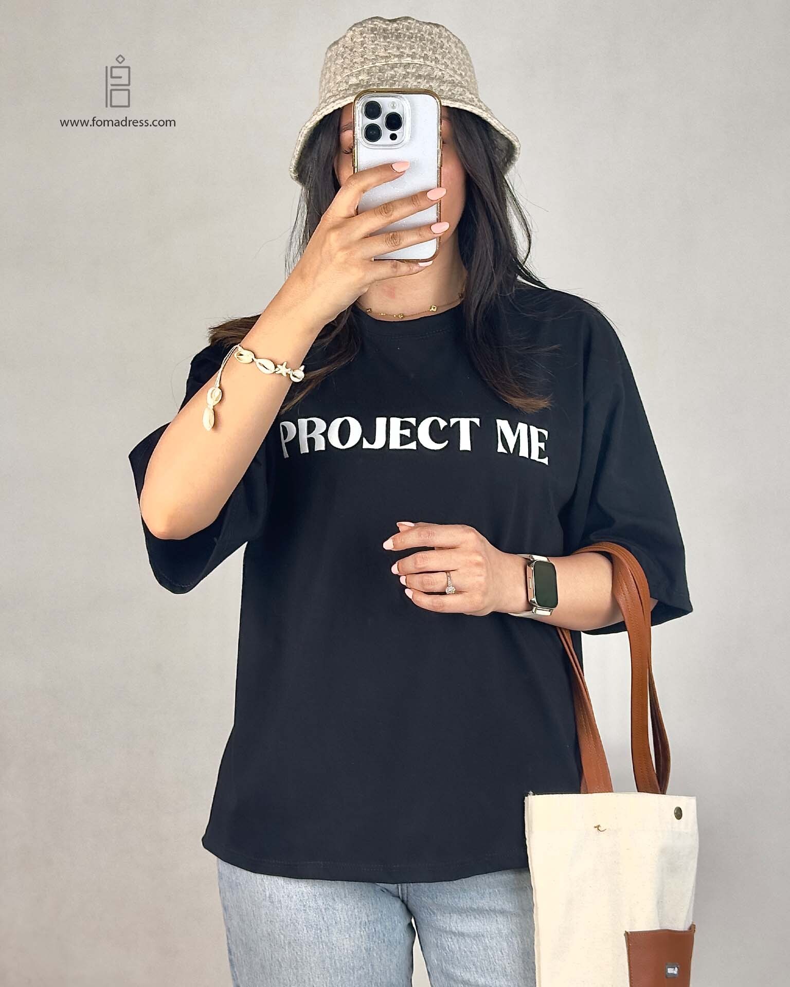  رنگ مشکی تیشرت باکسی طرح Project Me 