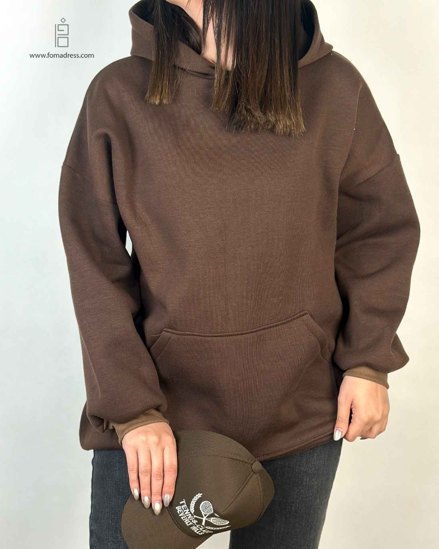 استایل قهوه ای هودی لانگ ساده ۱۰۳۶