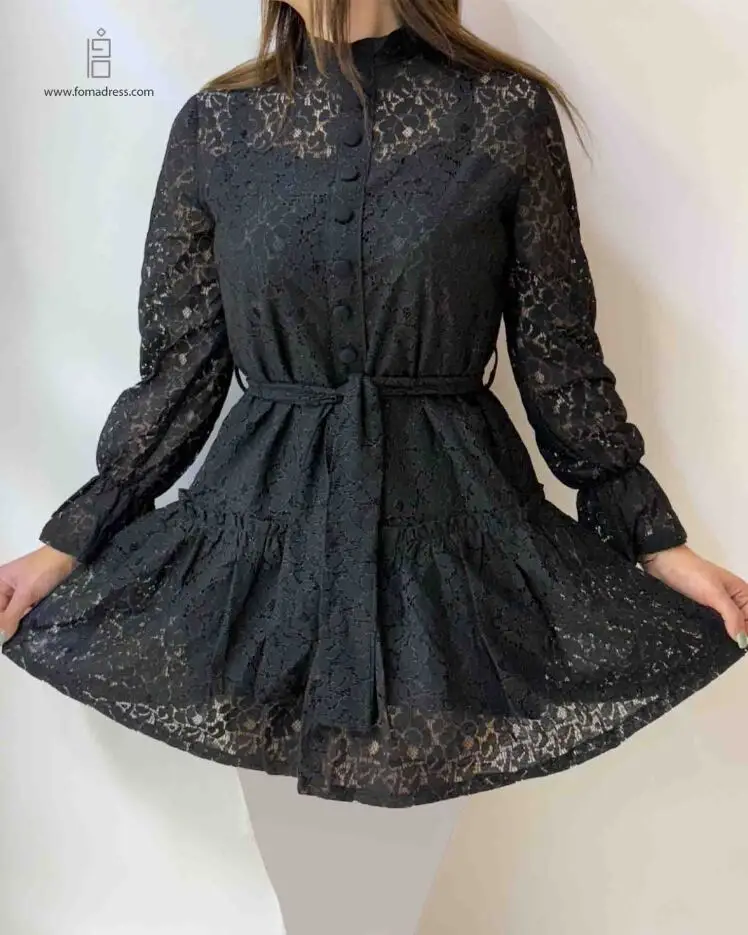 استایل مشکی مدل فما پیراهن گیپور دلسین