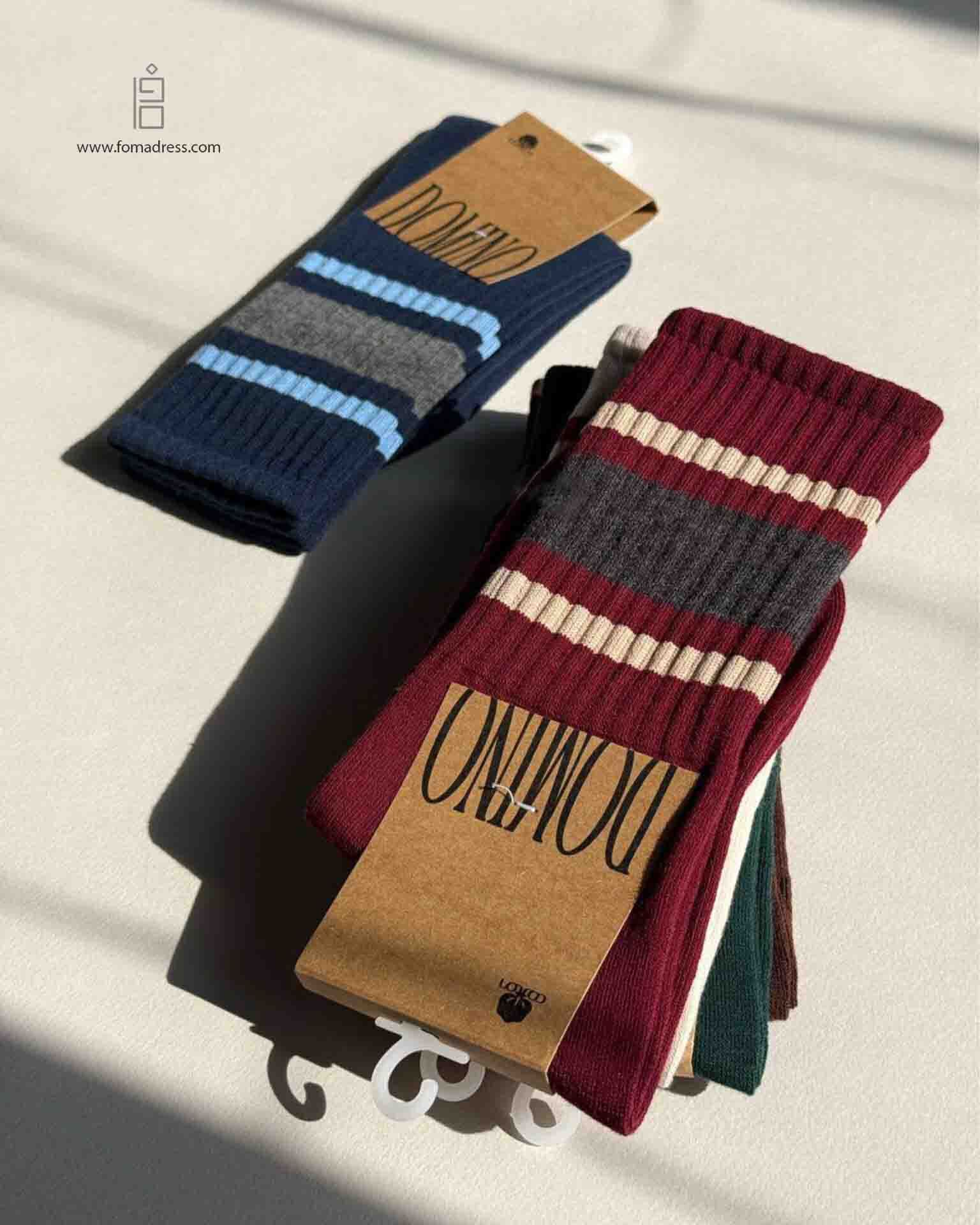  رنگبندی جوراب ساق بلند سه خط 