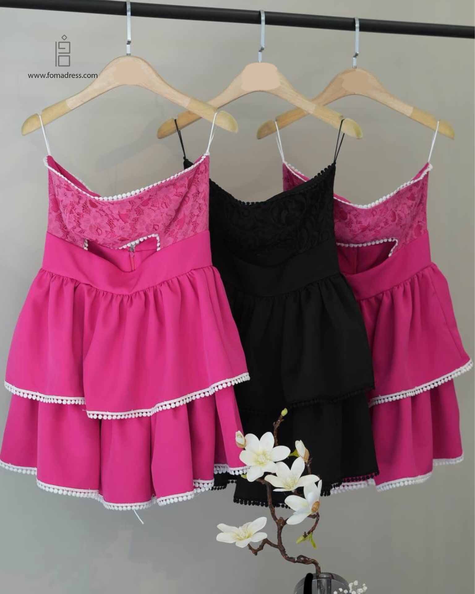 پیراهن دکلته عروسکی پینکی