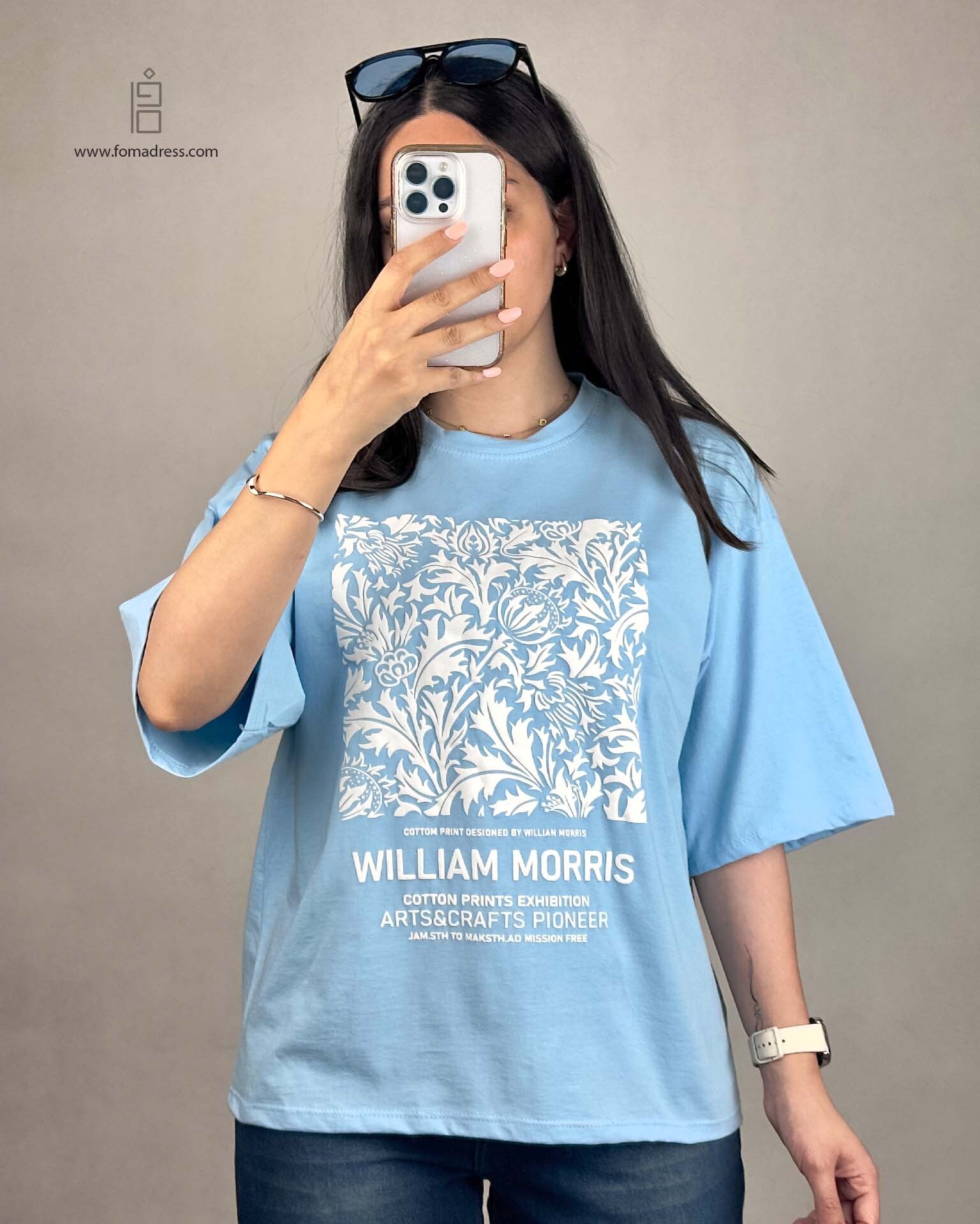  مدل آبی تیشرت باکسی طرح William Morris 