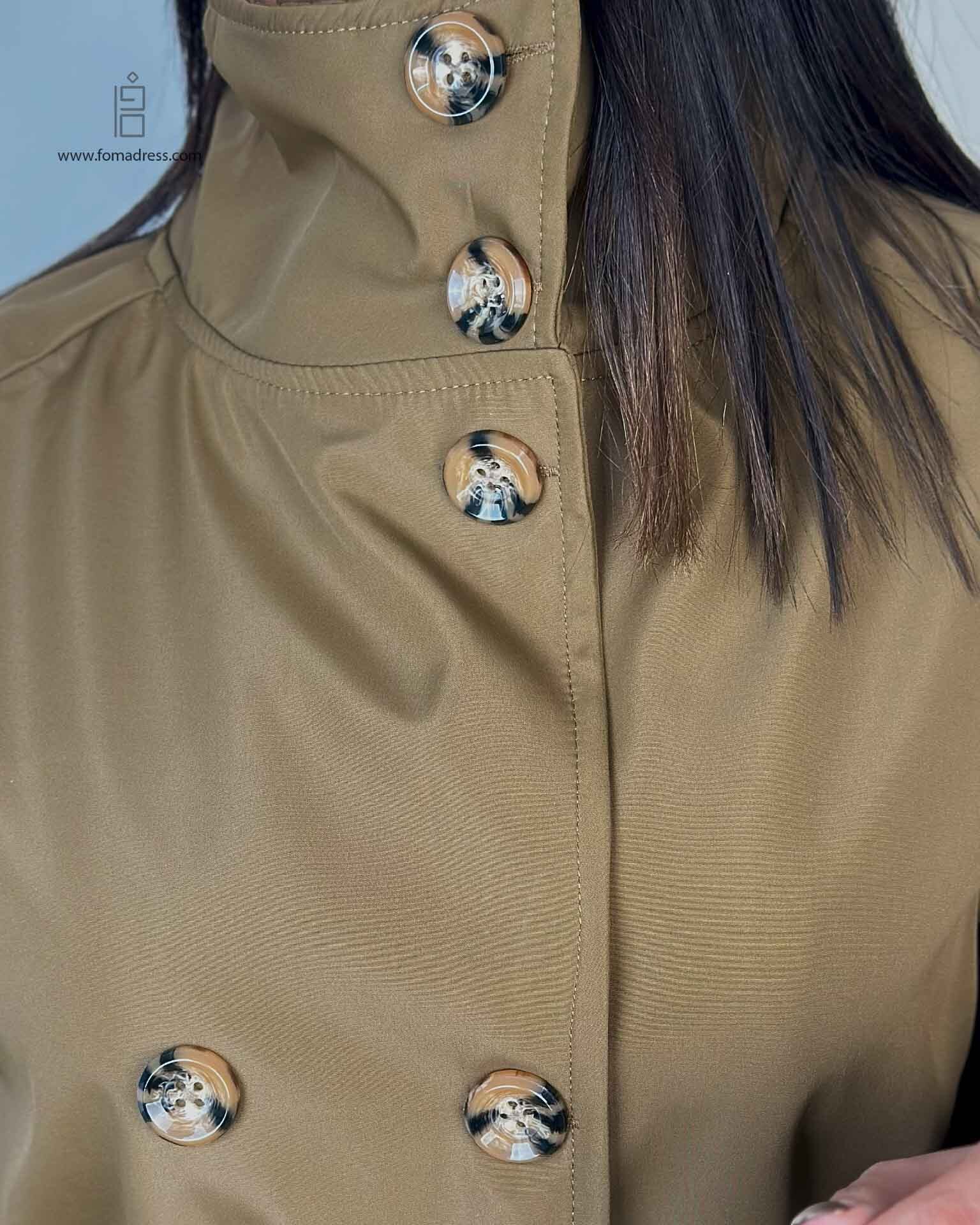  یقه و جنس پارچه بارانی یقه ایستاده نارین 