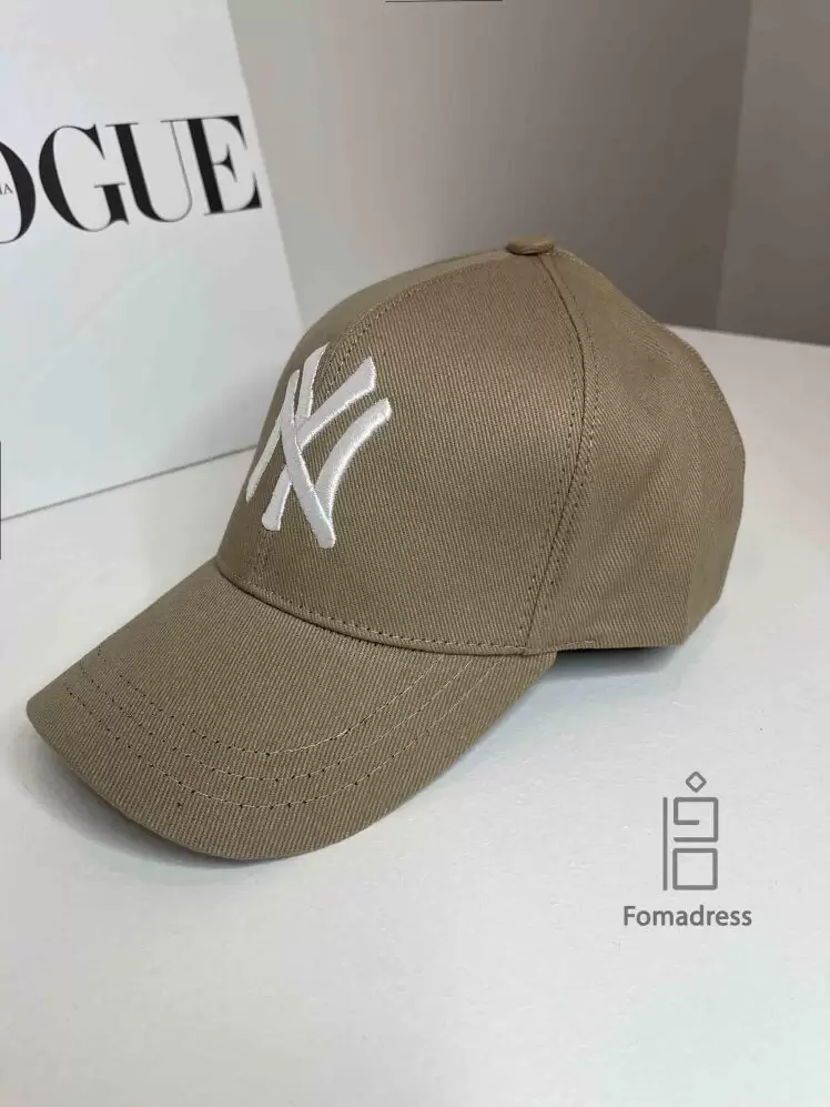 کلاه بیسبالی کتان استانبول طرح NY کرم 1223