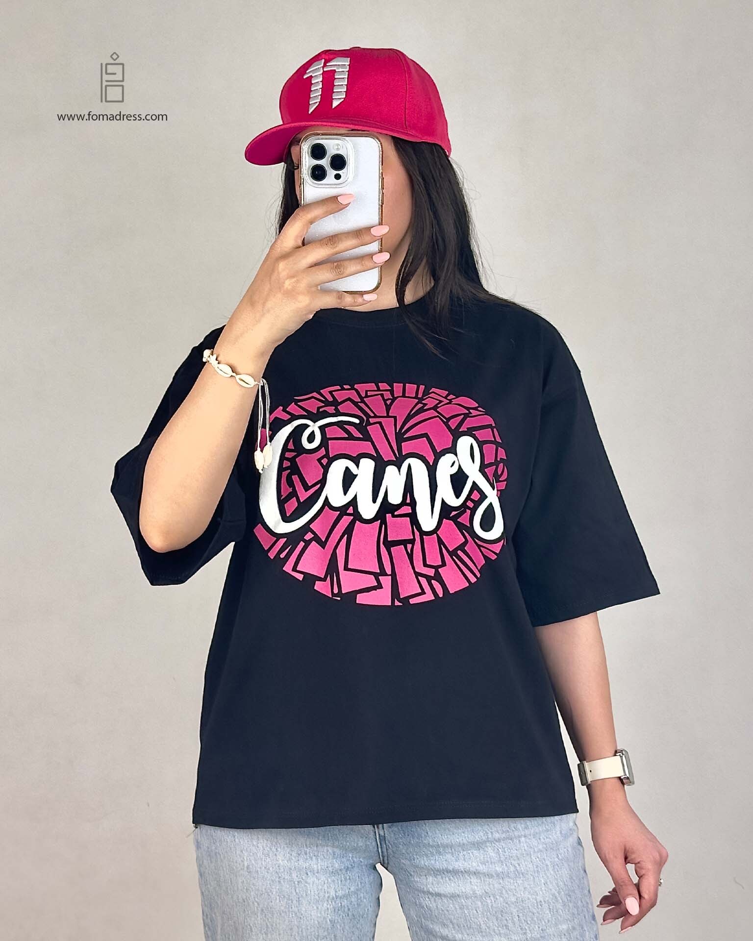 تیشرت باکسی طرح Canes مشکی