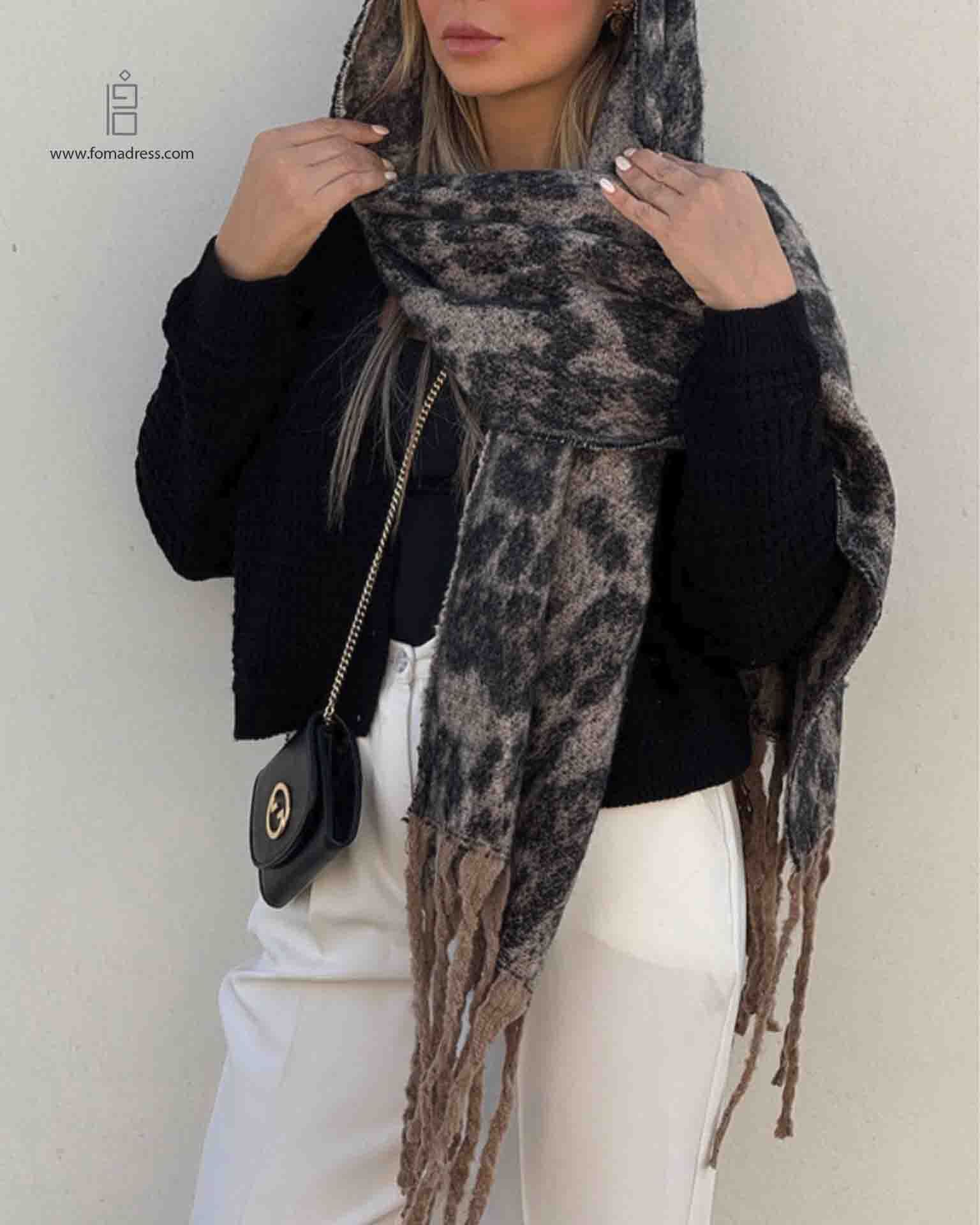  استایل جذاب شال موهر (بیگ اسکارف) پلنگی 