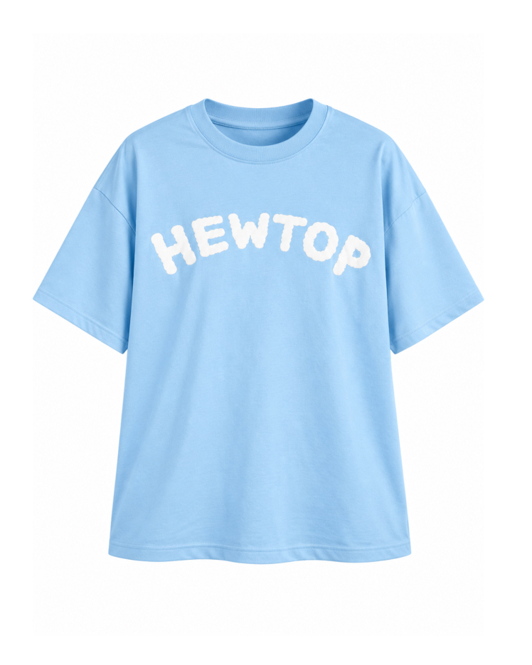 استایل آبی تیشرت باکسی طرح Hewtop