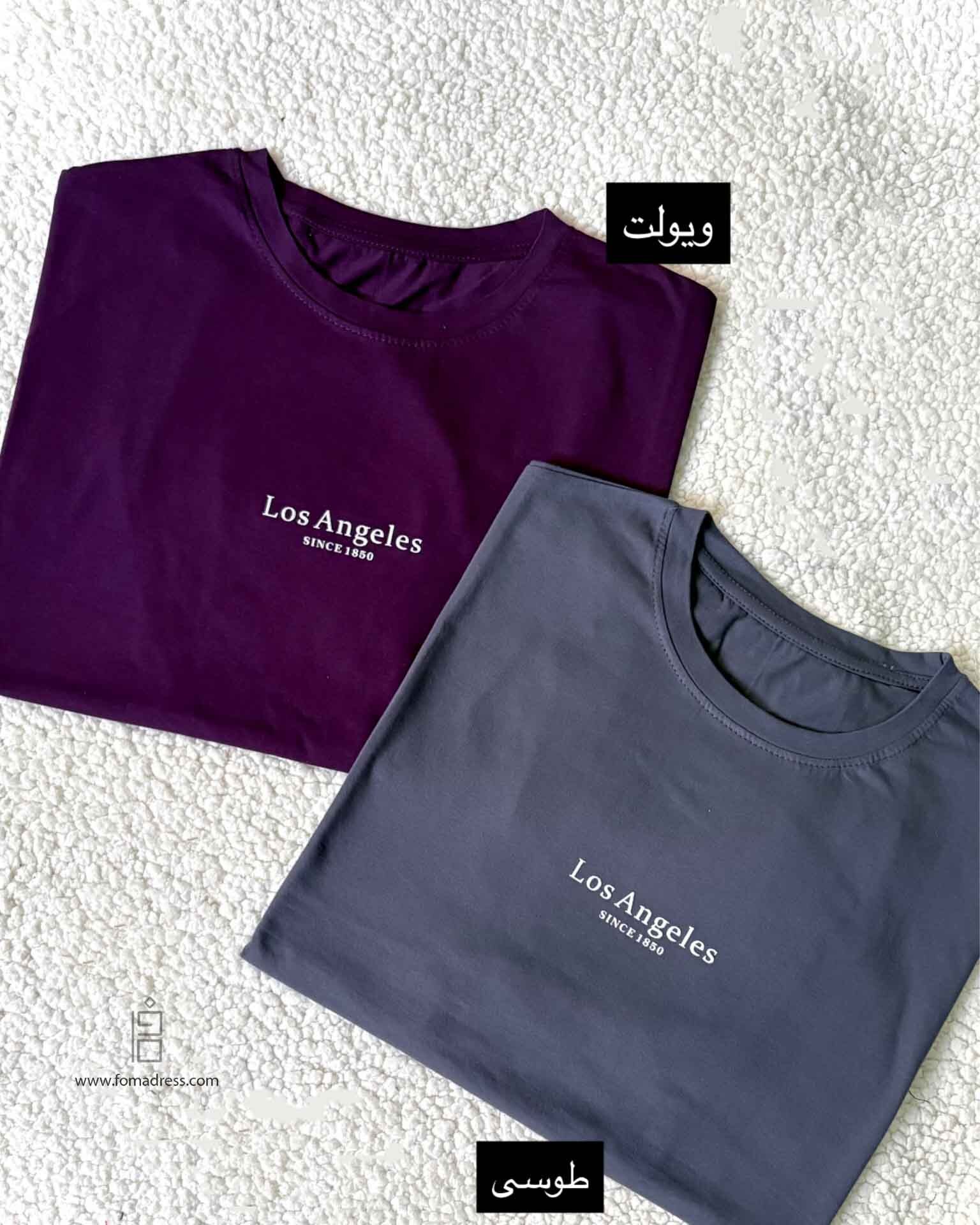  رنگ طوسی و ویولت تیشرت باکسی لس آنجلس 
