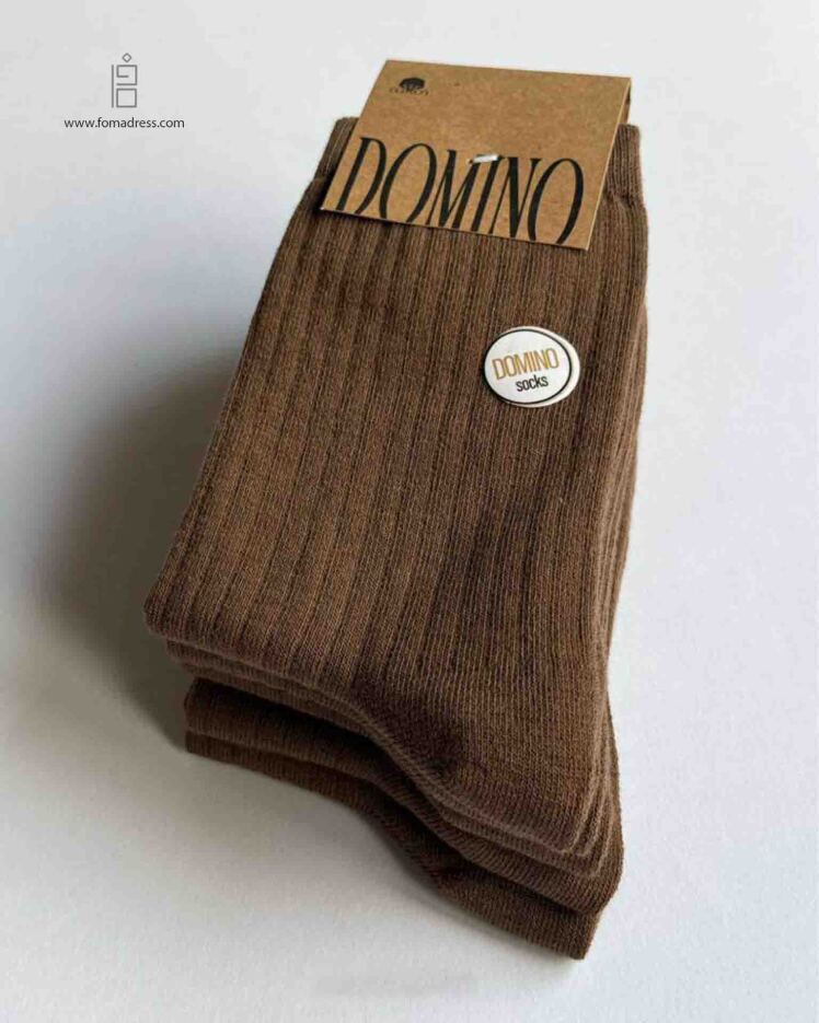 جوراب ساق بلند ساده قهوه ای