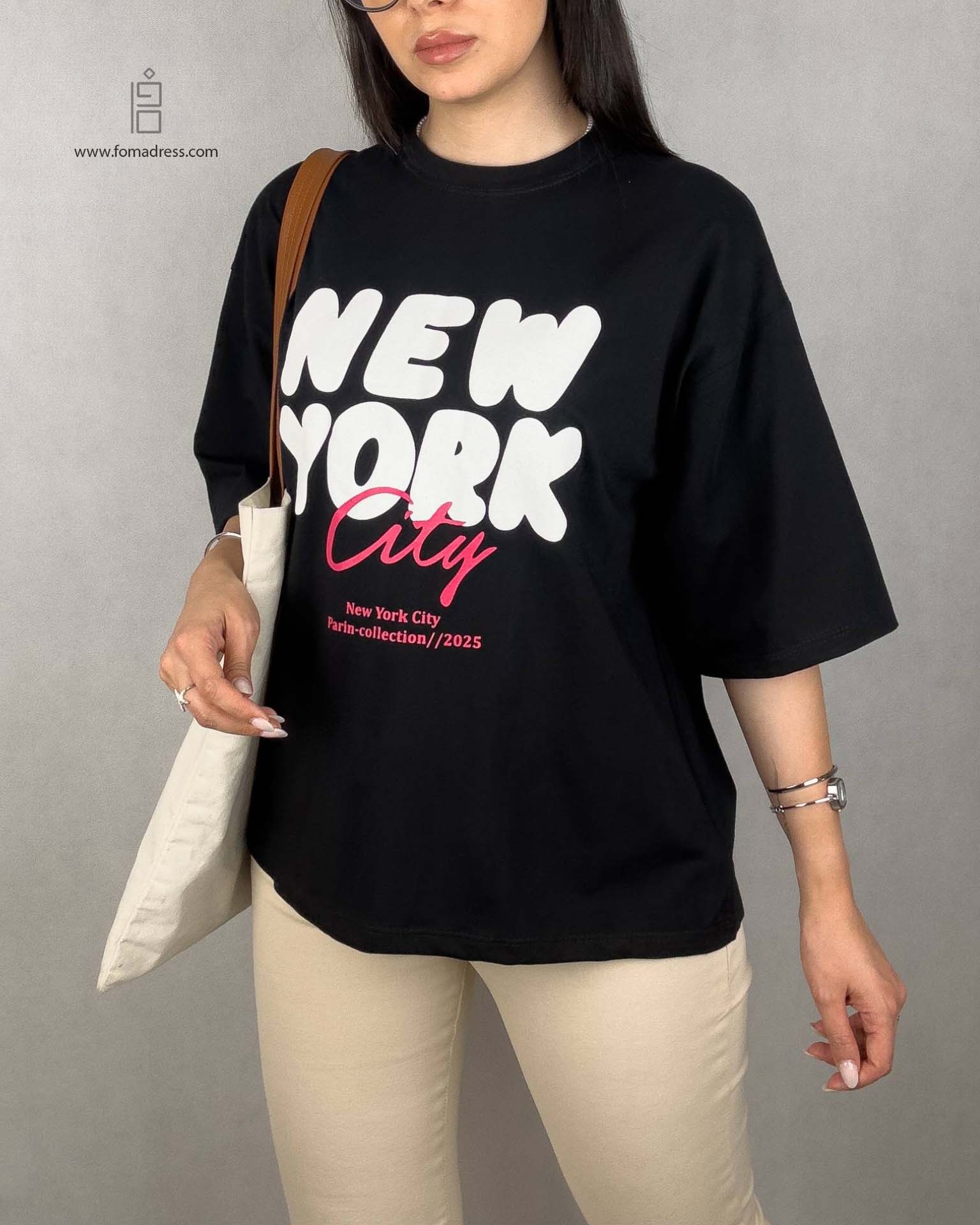رنگ مشکی تیشرت باکسی طرح NY City