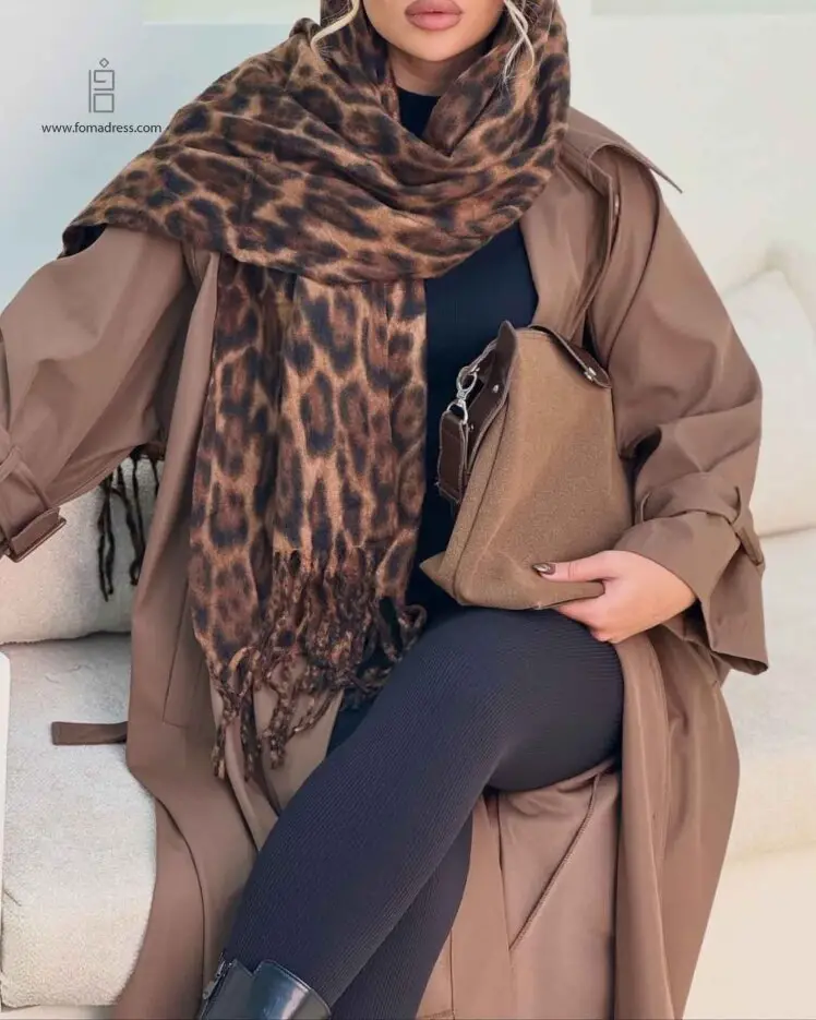 استایل پلنگی شال پاییزه موهر پلنگی