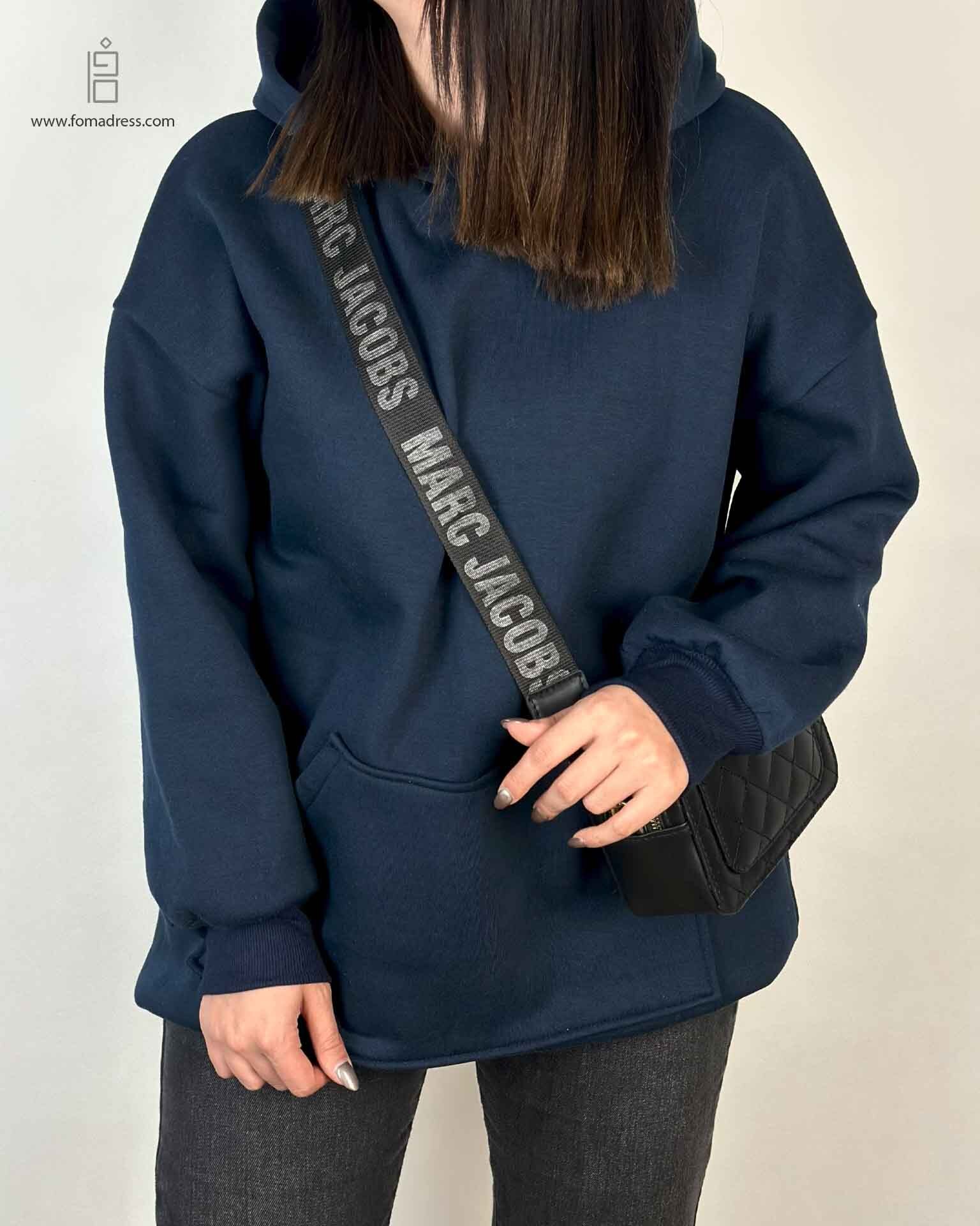 استایل سرمه ای هودی لانگ ساده ۱۰۳۶