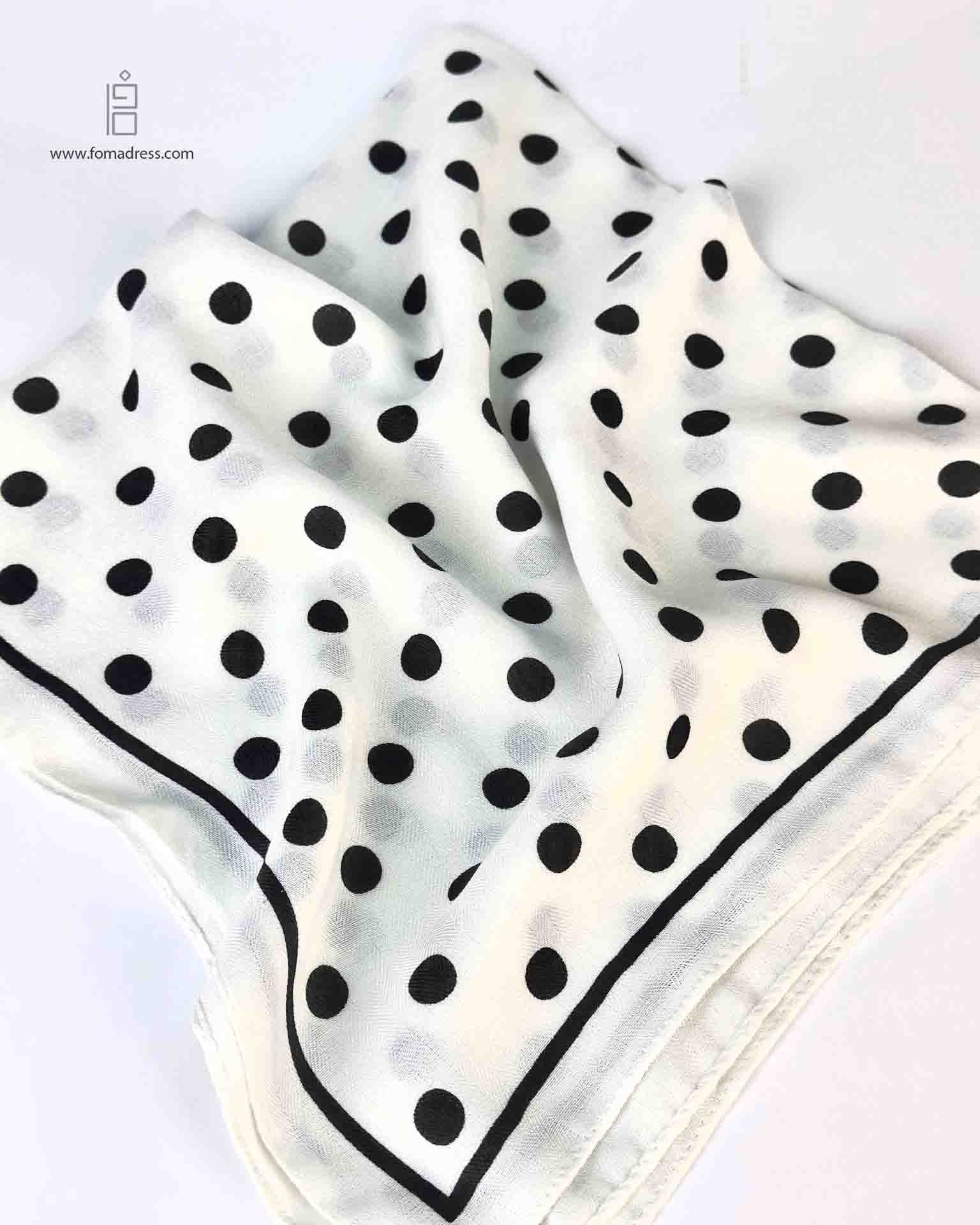  مینی اسکارف سفید خال خالی 