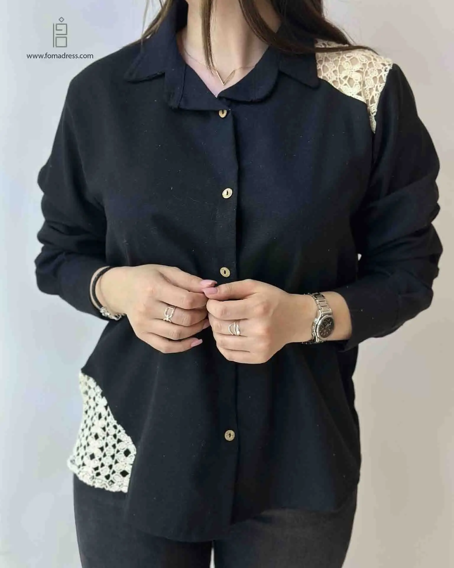  شومیز خامه دوزی یوکا مشکی 