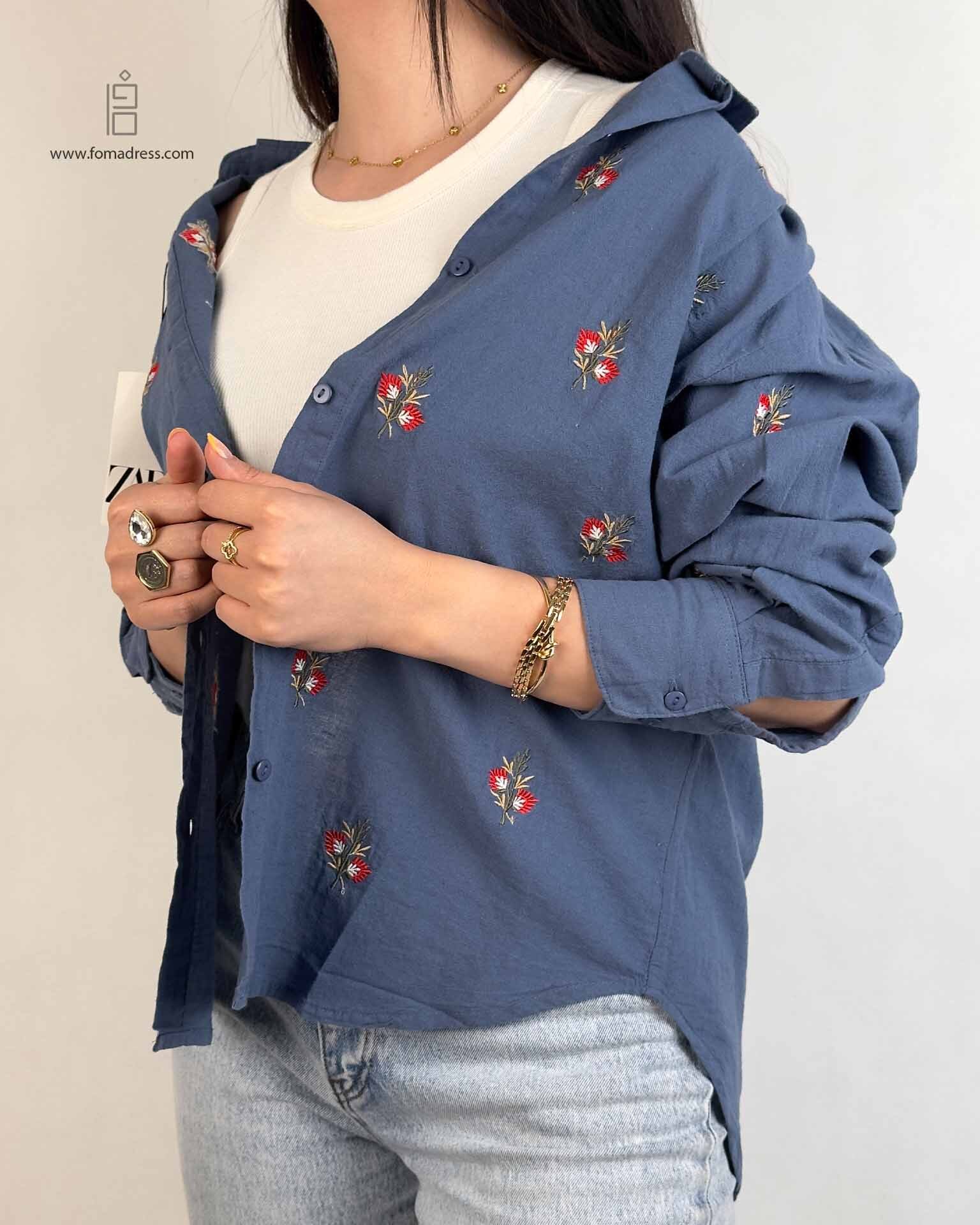شومیز گلدوزی زارا آبی