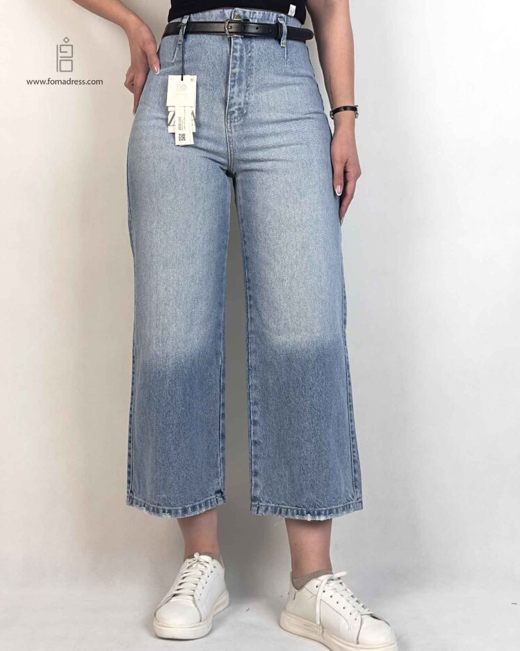 استایل شلوار جین واید لگ کوتاه لورا