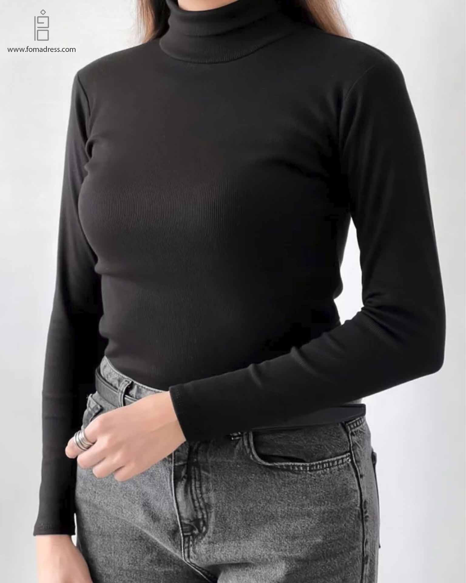  استایل مشکی بلوز یقه اسکی برف 