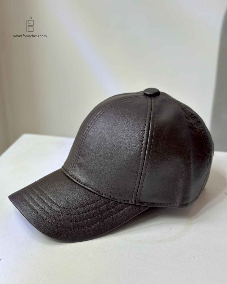 کلاه بیسبالی چرمی قهوه ای سوخته