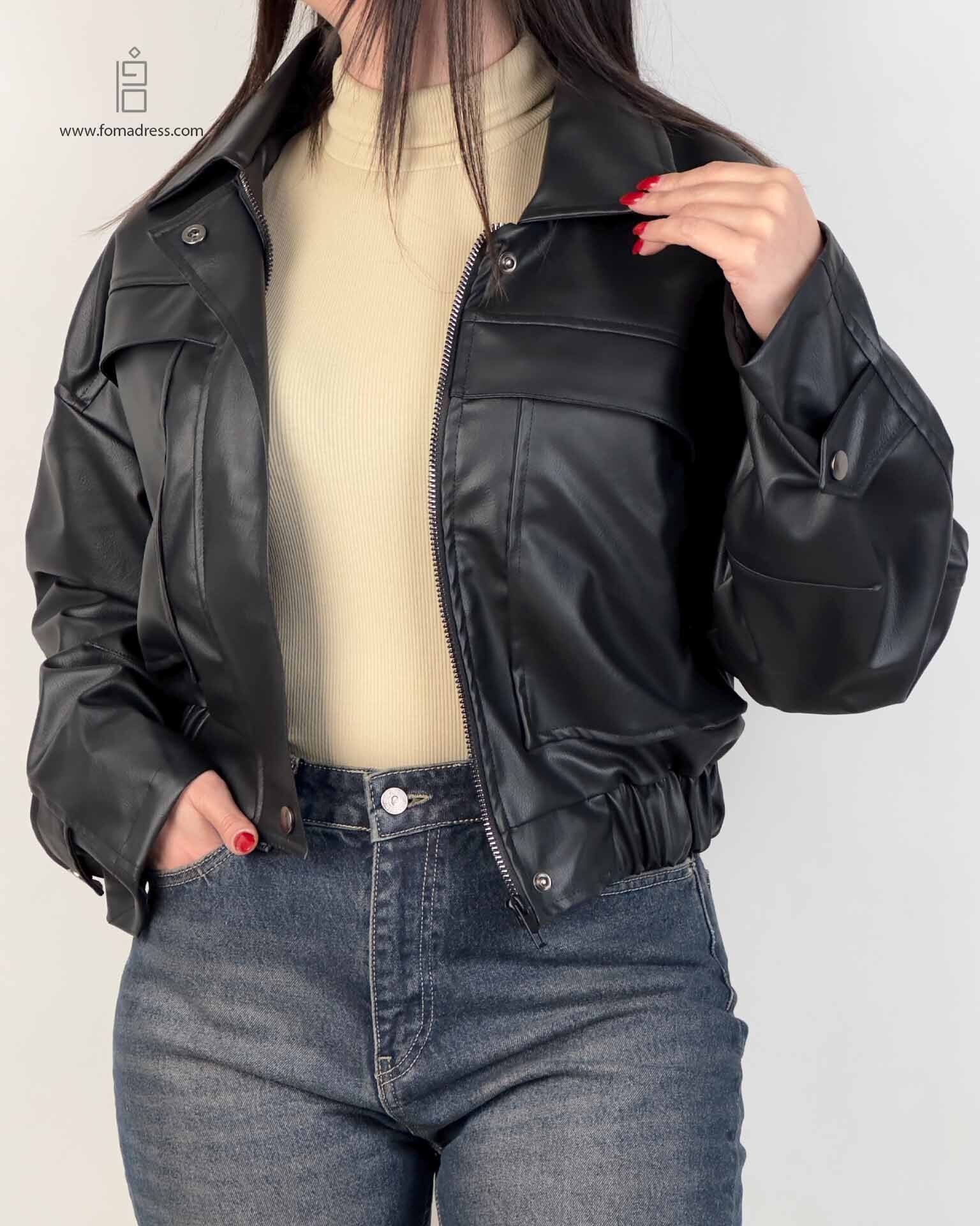 بامبر چرم طرح Pull & Bear مشکی