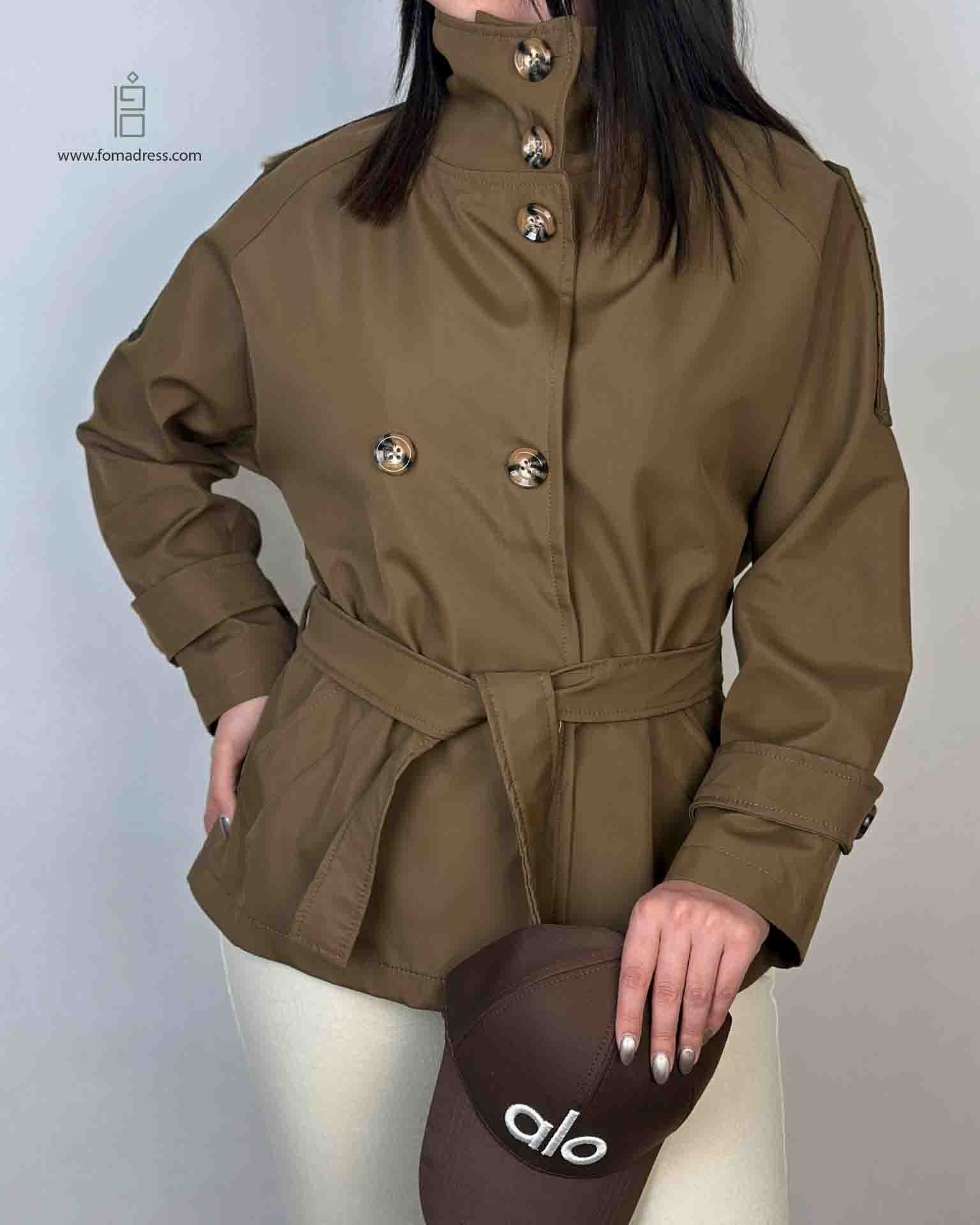  استایل بارانی یقه ایستاده نارین 