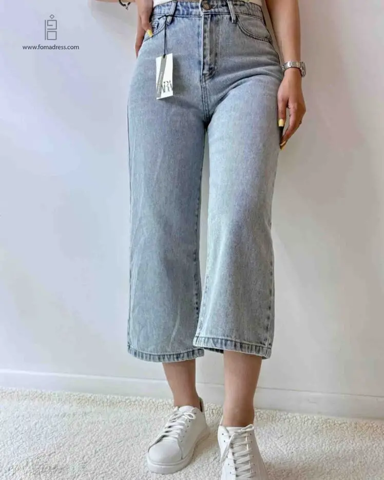 استایل شلوار جین وایدلگ کوتاه ژانین