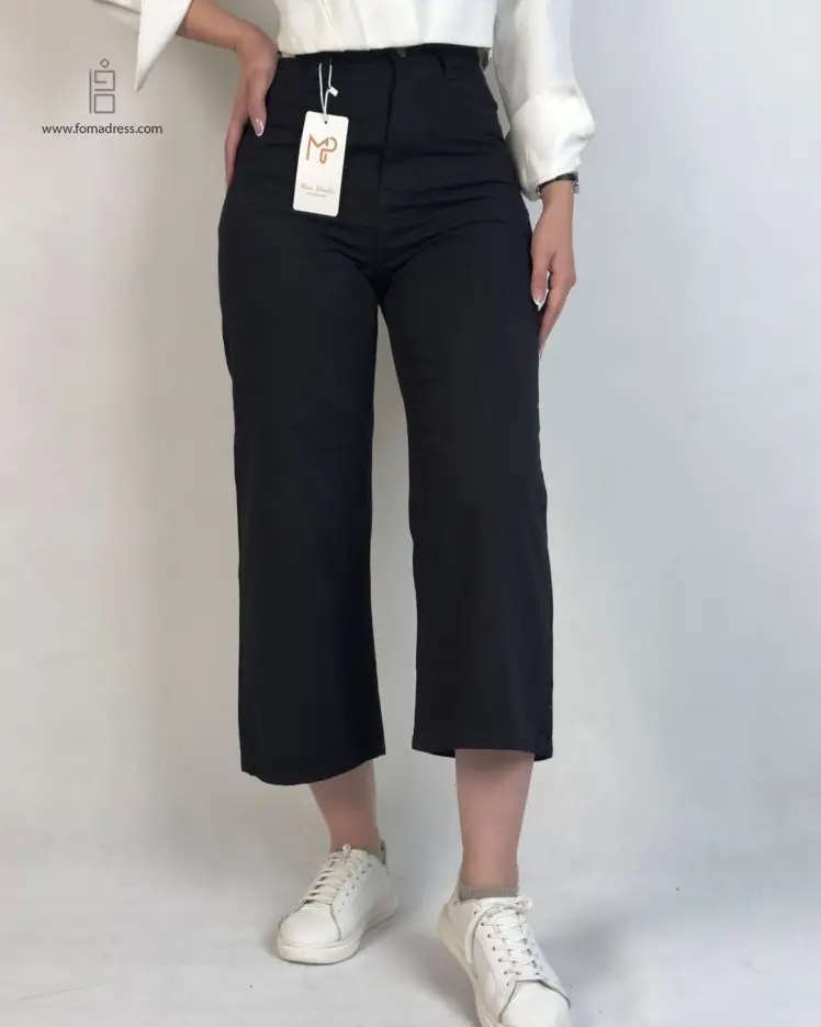 استایل شلوار واید لگ مشکی