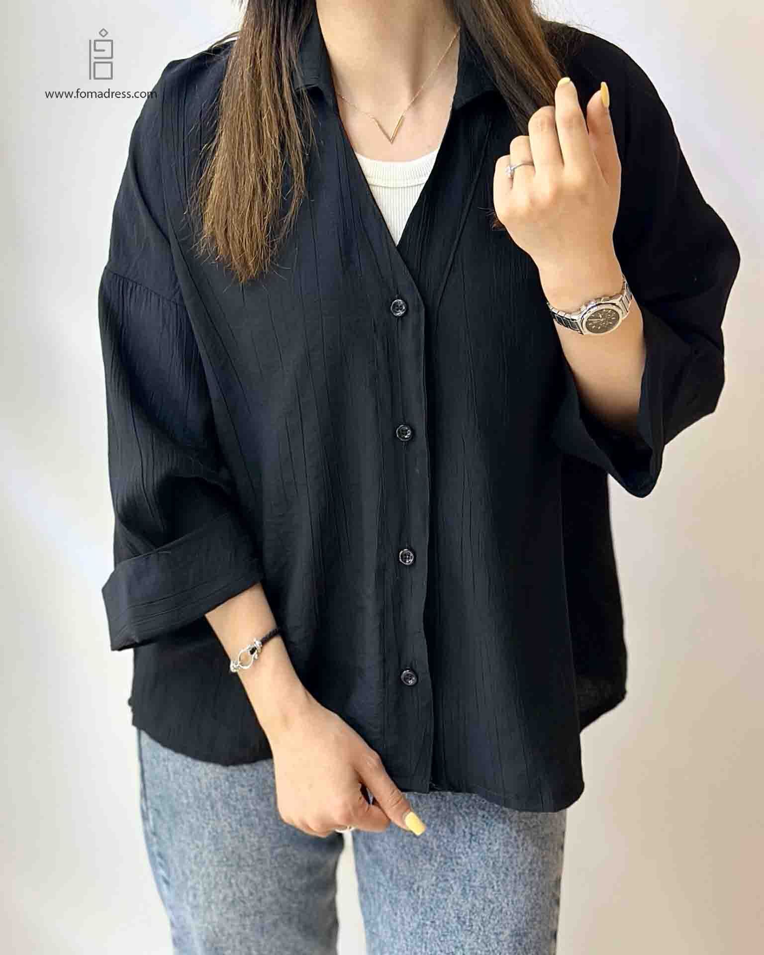  شومیز پرنی مشکی 
