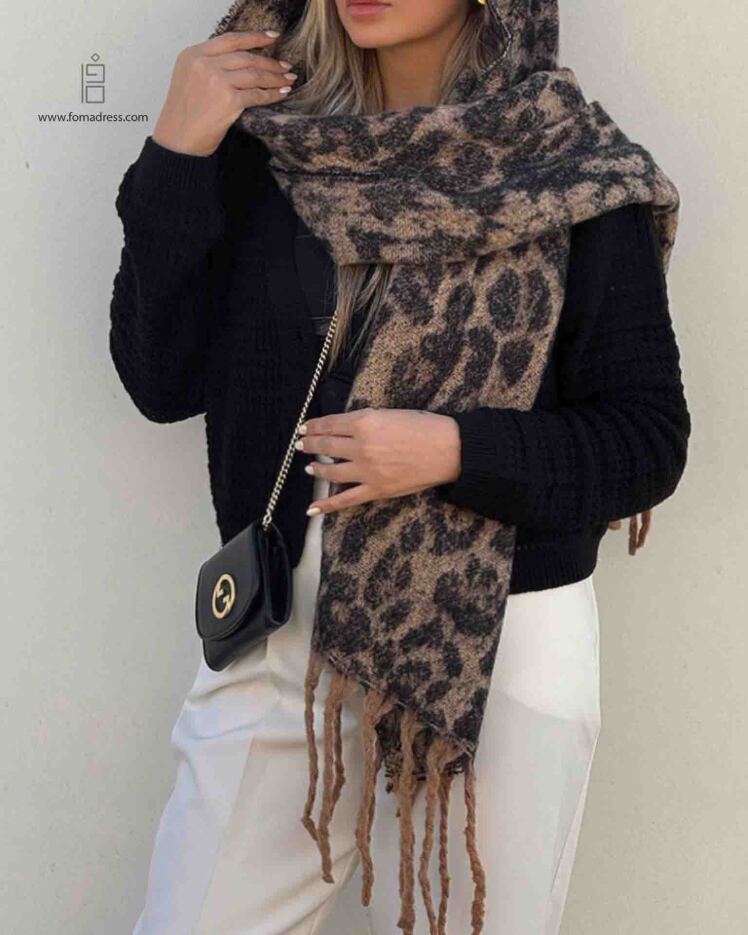 استایل شال موهر (بیگ اسکارف) پلنگی