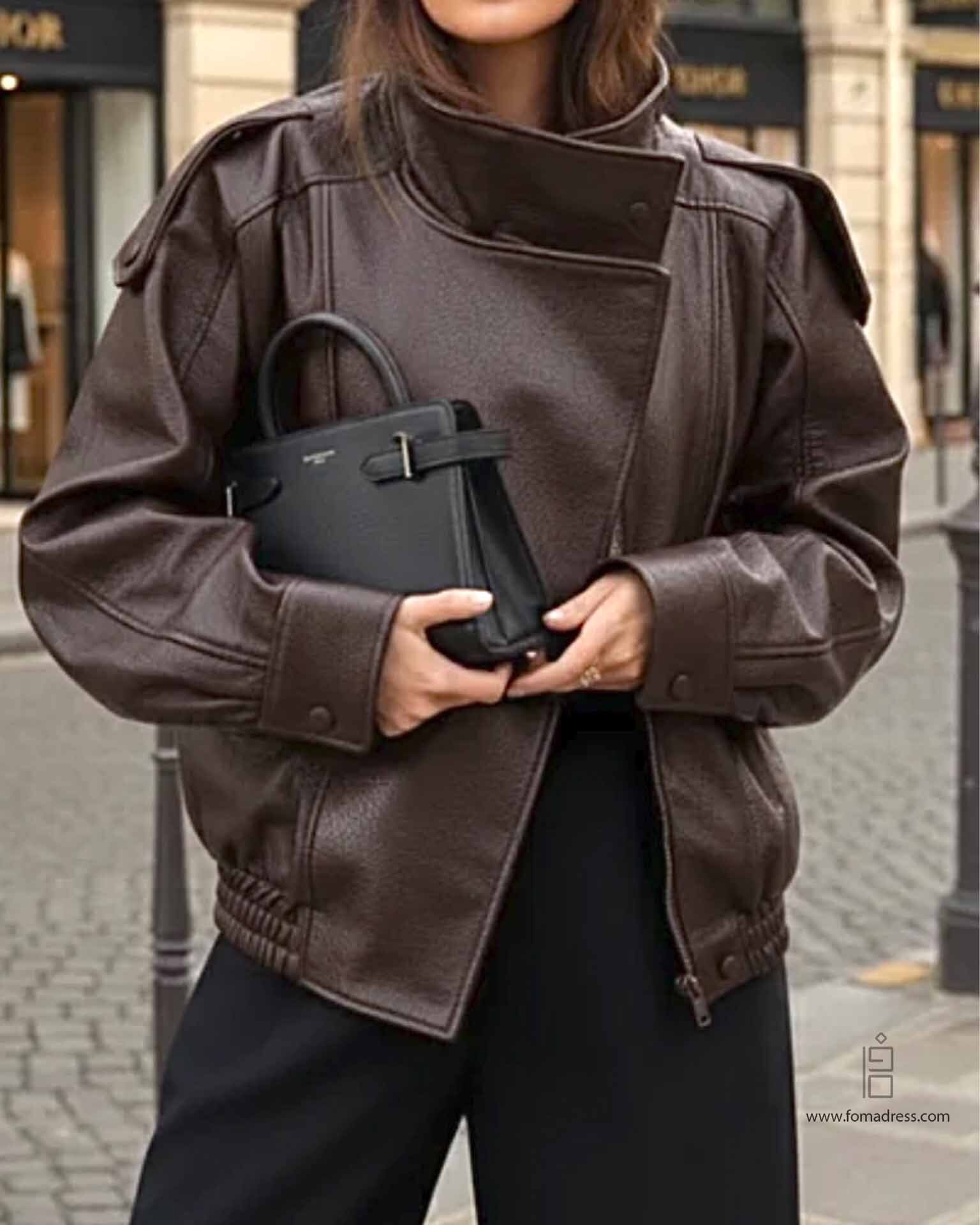  کت چرم زارا قهوه ای 