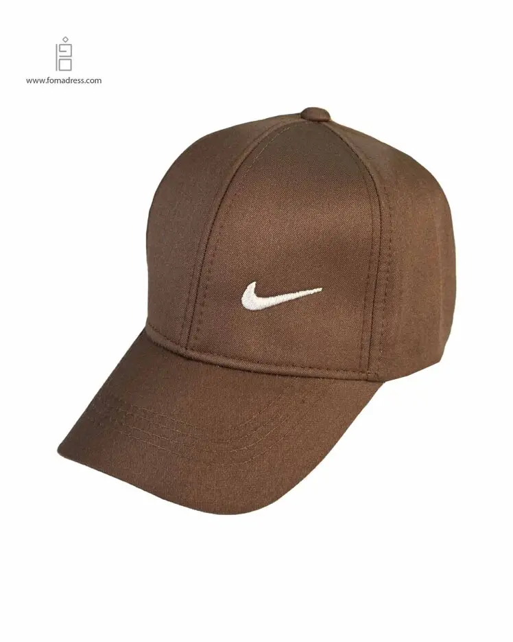 کلاه بیسبالی نایک قهوه ای با گلدوزی سفید